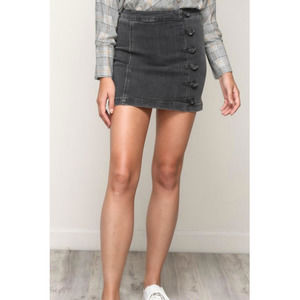C'isa Grey Side-Button Denim Mini Skirt Sz M